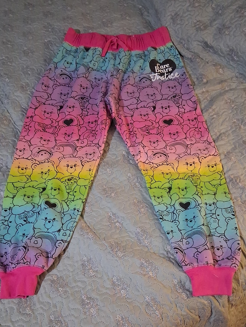 Justice Rainbow Care Bears Pajama Bottoms - Pink, Yellow, Green, Blue, Purple
